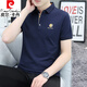 
Pierre cardin summer short-sleeved T-shirt men's collar business lapel t-shirt solid color simple collar clothes half-sleeved top fashionable and versatile QY686 black 2XL 145-160Jin [Jin equals 0.5 kg]