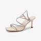 Qianbaidu [Serie Silent] Sandalias de moda con tacón de tacón para mujeres nuevas sandalias de moda de verano Silver/Beige 38