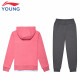 Li Ning Children's Clothing Children's Sports Suit Girls' Big Children's Sweaters and Trousers 2-piece Sports Lifestyle Series Pullover Hooded Suit YWEP014-2 Peach Dark Gray Gray 160