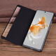 Magic Rock [Couche de tête Cowhide] Convient pour Huawei Matex6 Mobile Phone Case Smart Window Mate X6 Pliage Protective Cover Geothesine Le cuir Collector Version Full-Full Flip Flip Cuir Case Business Men [Brown Small Crocodile Match]