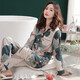 优婷菲（YOUTINGFEI）睡衣女春秋季纯棉长袖薄款宽松全棉家居服女士秋款大码套装可外穿 XEQ-9906绿色 2XL(身高163-174 体重135-150)