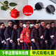 Xi Dexin Chinese-style groomsmen costumes, cross talk gowns, performance costumes, gowns, robes, Tang suits and jackets from the Republic of China, men's brothers' costumes, wedding groomsmen's costumes, burgundy + sunglasses and roses 180