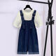 
Zhao Qingyu Girls denim overalls suits for girls wear clothes for girls 4-16 years old, big girls' clothing for autumn, two-piece set for middle school students, tops and pants 170 90-100 Jin [Jin equals 0.5 kg]
