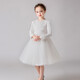 Teufel Kinderkinder Little Host High-End-Abendkleid Girls Big Children's Puffrock Klavier Performance Kleidung Prinzessin DK683 Kurzer Langarmweiß [Teil Velvet] 120 (vorgeschlagen 34-40 Jin [Jin gleich 0,5 kg]))