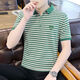 2024 Neues kurzärmeliges Polo-Hemd Männer-Sommer-Herren-T-Shirt mit Kragen halbärmelig Polo-Hemd gestreiftes T-Shirt Männer 6627 White M.