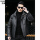 
GUHELUN leather down jacket men's stand collar short winter sheepskin jacket casual jacket plus velvet thickened motorcycle leather jacket black 2XL 180/2XL suitable for 145-160Jin [Jin equals 0.5 kg]