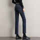 Mu Shi De Slit Small Straight Jeans Women's High Waist 2021 Autumn and Winter Plus Velvet New Style Loose and Versatile Slimming and Tall Nine-Point Cigarette Pants Blue Gray Plus Velvet 28