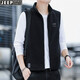 Jeep (JEEP) Vest Men's 2025 Autumn and Winter New Casual Solid Color Hoodless Stand Collar Warm Men's Polar Fleece Thickened Vest Trendy Gray XL