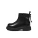 Saturday Children's Shoes Girls Leather Boots Autumn and Winter New Simple Versatile Girls Chelsea Boots Plus Velvet Black 36