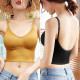 Yu Zhaolin [2 pieces] Beautiful back camisole for women with chest pad all in one internet celebrity big U wear outside and inside bottoming bra tube top underwear black + white one size fits all