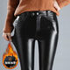 Yayongling Lederhose für Frauen mit Samt verdickte hohe Taille elastischer koreanischer Stil schlanker Passform und schlanke kleine Füße für Frauen mit PU-Lederhosen Leggings 1105 [elastische Taille/hinzugefügte Samt] Verdickte M empfohlene 100-120jin [Jin gleich 0,5 kg]