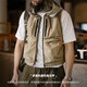 Madden Workwear Multi-pocket Hooded Vest Men's Jacket Sleeveless Outdoor Functional Wind Stacked Vest Vest Fishing Suit Khaki M