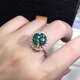 DidiZoo Blue Green Imitation Moissanite Ring Fire Sparkling Open Ring White Gold 3 Carat Opening Adjustable