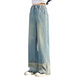 Yoyo One (Yoyo One) Mädchen Jeans Frühling und Herbst 2025 neue Kinder Herbst-Modehose Big Children's Frühlingskleidung Trendy Straight Wide-Big Hosen 13093 Blau + 4882 Weiß [Set] 120 cm