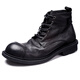 Lingbu Big Head Martin Boots Männer echte Leder Retro Männer Boots Männer Lederschuhe High Top Trendy Short Stiefel Japanische Patch Arbeiten Männer schwarz 40