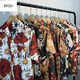 Bkqu2023 Hong Kong Style Vintage Flower Blume kurzärmeliges Hemd männliches Paar Sommer Retro Trendy Brand Kubaner Kragen Hawaiian Loose X675 Black M.