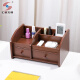 Huixing Stationery Creative Modern Simple Wooden Pen Holder Storage Box Living Room Tea Table Multi-functional Desktop Remote Control Storage Box Japanese Home Bedroom Drawer Cosmetic Jewelry Organizing Box Multi-drawer Cosmetic Storage (HX-1349 Walnut Grain)