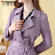 
Woodpecker slim windbreaker for women mid-length 2025 spring and autumn new autumn style jacket for gift cloth belt Purple [normal lining] S 90-100