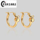 Mengpao 18K gold simple plain hoop earrings for women, unique knotted small ear hoops, niche design, k gold ear buckles, new trendy earrings, weighing about 1.07g