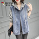 Woodpecker denim jacket women's short 2025 spring and autumn new Korean loose hooded casual baseball uniform top 9887 models L 112-123Jin [Jin equals 0.5 kg]