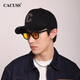 CACUSS wool hat men's winter large head baseball cap high top warm peaked cap outdoor hat black medium size