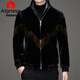 Aignesa Light Luxury Golden Mink Fur Chaqueta Menor de hombres Otoño e invierno Agrupación corta engrosado Cálido de invierno Chaqueta para hombres Negro 2xl