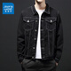 Jewish Black Denim Jacket Men's Autumn New American Versátil Jacket de trabajo Retro Street Casual Trend Top 9901J Black L [recomendado 110-125Jin [Jin equivale a 0.5 kg]]