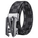 
KRCK2024 new Valentine's Day Men's Leather Belt Casual Belt Youth Valentine's Day Suit Trousers Belt Gray Plaid Silver Buckle L 120cm