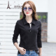 KUFANXI brand original lapel long-sleeved T-shirt for women autumn and winter bottoming slim shirt plus velvet thickening Korean style versatile top bottoming shirt off-white M