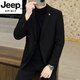 JEEP SPIRIT high-end men's small suit jacket men's casual autumn and winter business suit middle-aged dad suit suit men's cotton 6002 pure black 6XL 205 (205-220) Jin Jin equals about 0.5 kg
