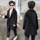 Disney (Disney) Boys Korean Version Thick Woolen Coat Children's Autumn and Winter New Double-breasted Medium-Length Woolen Windbreaker Coat Lake Green Cotton and Thickened Winter Style L-140 Recommended Height 130cm