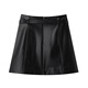 PEACEBIRD Women's Skirt Leather Skirt Fashionable Texture Spring and Autumn Women's Versatile A-Line Skirt Black S