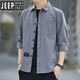 JEEP SPIRIT high-end pure cotton free ironing summer shirt men's loose version of 7-quarter sleeve shirt workwear mid-sleeved jacket casual and versatile high-quality pure cotton material 7-quarter sleeve 5008 (light blue) 2XL 155Jin[Jin equals 0.5 kg]-175Jin[Jin equals 0.5 kg]