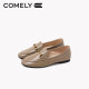 COMELY loafers women's cow/sheepskin flat slip-on shoes round toe small leather shoes camel color 37