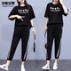 Shanidoluo suit summer clothing new product slim short-sleeved T-shirt for women's pants casual sportswear two-piece set 15911 Black 2XL Recommended 120-140Jin [Jin equals 0.5 kg] to wear