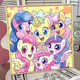 
Little Pony Poly Digital Oil Painting Diy Filling Coloring Children's Hand-drawn Cartoon Biqi Acrylic Oil Color Decoration Painting qx15914 80*80cm Thick solid wood inner frame + decorative outer frame