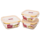 LOCK&LOCK heat-resistant glass crisper, microwave lunch box, lunch box for office workers, fruit meal crisper bowl three-piece set