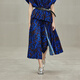 
LESS [Seiko Series] Spring and Autumn Printed Skirt for Women Three-dimensional Pleated A-line Half-length Skirt 2N3D12530 496/Blue Coffee Combination M