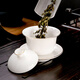 Yuantao kiln gold mutton fat jade kung fu tea set high-end Dehua white porcelain household complete set teapot covered bowl tea cup covered bowl big belly cup painted gold/safety packaging 12 pieces