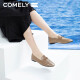 COMELY loafers women's cow/sheepskin flat slip-on shoes round toe small leather shoes camel color 37