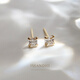 Fat Donglai same style 18k gold mini earrings square princess cut diamond 2024 new 3mm crystal gems square diamond pair (gold)