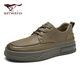 Septwolves men's shoes winter 2025 new casual leather shoes men's cowhide breathable soft sole business casual shoes commuting to work leather shoes khaki 40