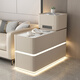 Kaishidi 2024 new style sofa side table with light and socket, light luxury and high-end sense, multi-functional side cabinet storage for small apartment living room, cream color (male steak plug + voice light strip), width 40* length 100, height 85cm