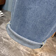 
New summer style men's loose elastic small feet long jeans men's trendy elastic belt iron-free casual harem pants 6623 light blue thin style 29 (recommended 105-120Jin [Jin equals 0.5 kg])
