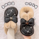 Children's cotton slippers for girls in winter with heel to keep warm indoor and home non-slip cotton boots for middle-aged and older children for girls to wear khaki size 34-35 (suitable for feet 21cm long)