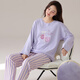 
Catman (MiiOW) pure cotton pajamas for women long sleeves 22-year autumn and winter new casual style for outdoor cotton home clothes for women two-piece suit Purple 679 L [recommended 100-120 Jin [Jin equals 0.5 kg]]