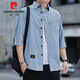 Pierre cardin true pocket pure cotton no iron shirt men's loose version 7008 shirt work clothes men's jacket spring and autumn high-quality pure cotton material 7008 sleeves 5008 (khaki) M 95Jin [Jin equals 0.5 kg]-115Jin [Jin equals 0.5 kg]