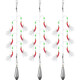 Xionghuo bionic string hook, cocked mouth, white strip fishing group, Luya fish skin set, sequin hook, sea fishing bait, string fishing, anti-tangle shrimp skin, 5 pairs, 6 hooks, red leather string hook + 10g lead pendant, No. 5