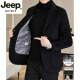 JEEP SPIRIT轻奢高档羊绒大衣男士羊毛西装男装秋冬短款羽绒内胆双面呢外套男 818黑色（双面呢） （63羊毛脱卸 M （95-105斤）
