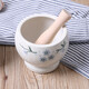 With stick, garlic jar, garlic mortar, ceramic household garlic pounder, kitchen garlic press, garlic paste, medicine jar grinder, Chunhui Manting, small size (with stick)